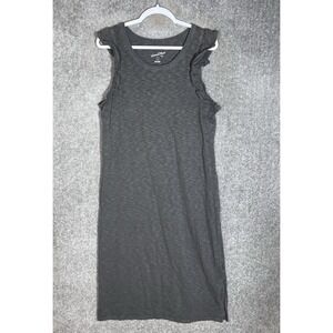 Universal Thread Slub Knit Midi Dress Womens Size Large Gray Cotton Ruffle Trim
